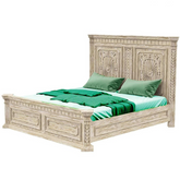 French provincial design inspired Solid Wood Bed rustic White Wash 108